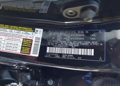 2021 Toyota Highlander Xle from USA, damaged, VIN 5TDGZRAH5MS530741